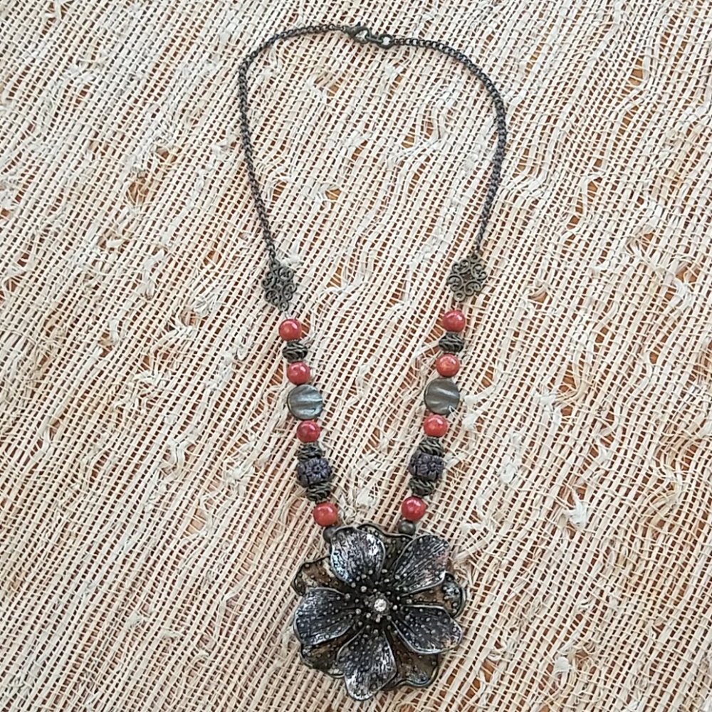 Metal type necklace with smaller beads ..